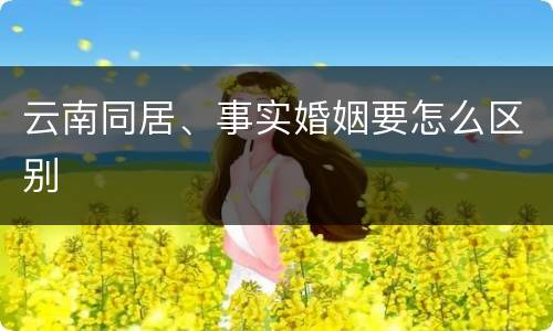 云南同居、事实婚姻要怎么区别