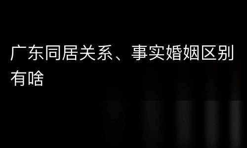 广东同居关系、事实婚姻区别有啥