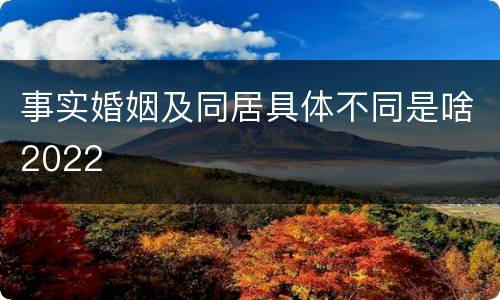 事实婚姻及同居具体不同是啥2022