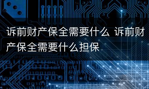 诉前财产保全需要什么 诉前财产保全需要什么担保