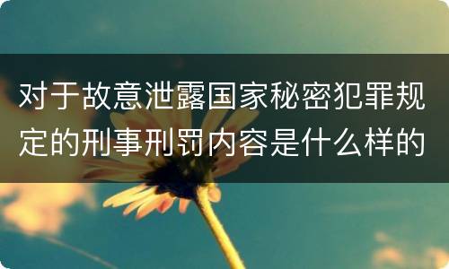 对于故意泄露国家秘密犯罪规定的刑事刑罚内容是什么样的