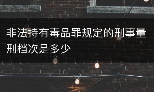非法持有毒品罪规定的刑事量刑档次是多少