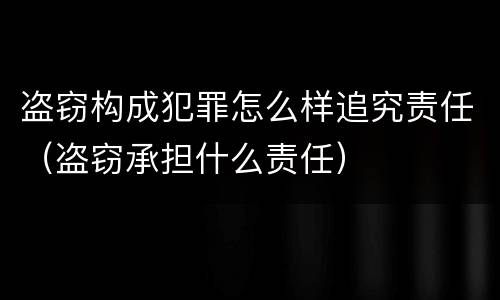 盗窃构成犯罪怎么样追究责任（盗窃承担什么责任）
