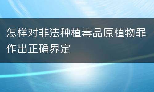 怎样对非法种植毒品原植物罪作出正确界定