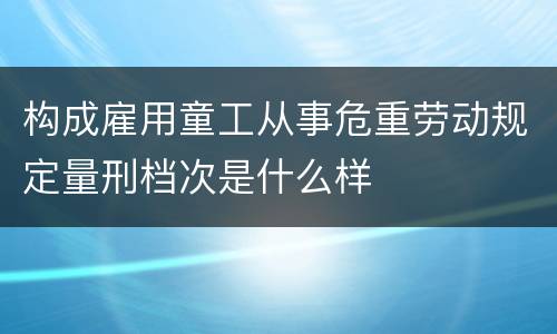 构成雇用童工从事危重劳动规定量刑档次是什么样