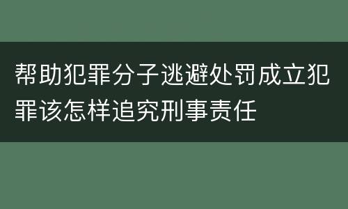 帮助犯罪分子逃避处罚成立犯罪该怎样追究刑事责任