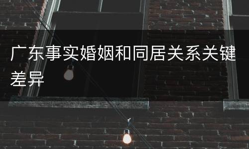 广东事实婚姻和同居关系关键差异