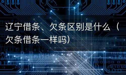 辽宁借条、欠条区别是什么（欠条借条一样吗）