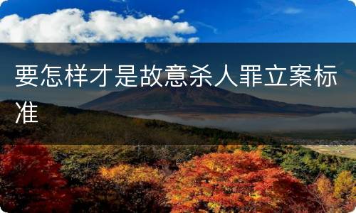 要怎样才是故意杀人罪立案标准