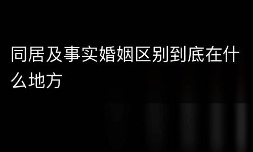 同居及事实婚姻区别到底在什么地方