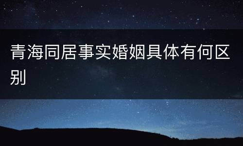 青海同居事实婚姻具体有何区别