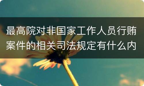 最高院对非国家工作人员行贿案件的相关司法规定有什么内容