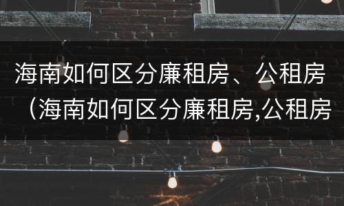 海南如何区分廉租房、公租房（海南如何区分廉租房,公租房的区别）
