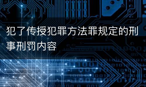 犯了传授犯罪方法罪规定的刑事刑罚内容