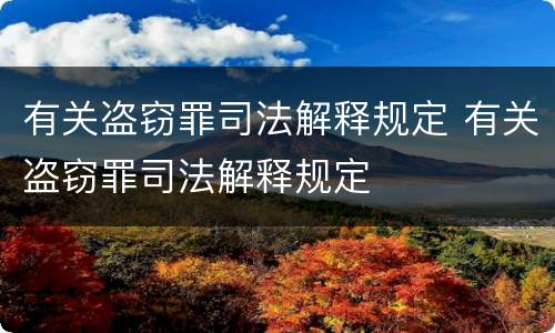 有关盗窃罪司法解释规定 有关盗窃罪司法解释规定