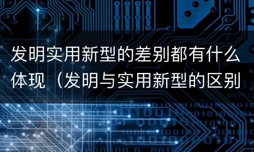 发明实用新型的差别都有什么体现（发明与实用新型的区别有）