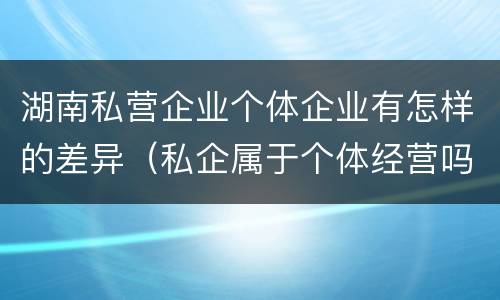 湖南私营企业个体企业有怎样的差异（私企属于个体经营吗）