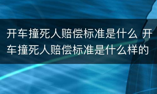 开车撞死人赔偿标准是什么 开车撞死人赔偿标准是什么样的