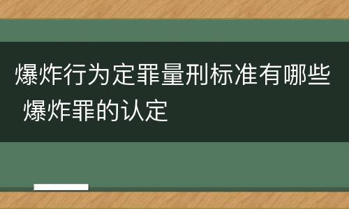爆炸行为定罪量刑标准有哪些 爆炸罪的认定
