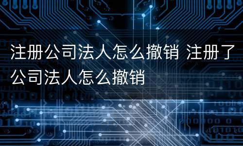 注册公司法人怎么撤销 注册了公司法人怎么撤销