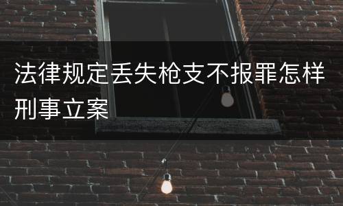 法律规定丢失枪支不报罪怎样刑事立案