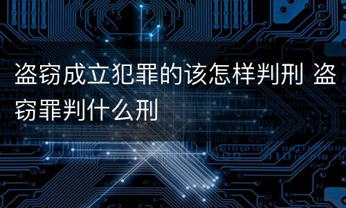 盗窃成立犯罪的该怎样判刑 盗窃罪判什么刑