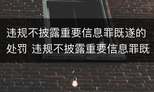 违规不披露重要信息罪既遂的处罚 违规不披露重要信息罪既遂的处罚标准