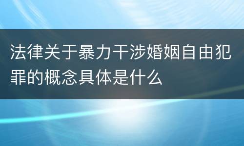 法律关于暴力干涉婚姻自由犯罪的概念具体是什么