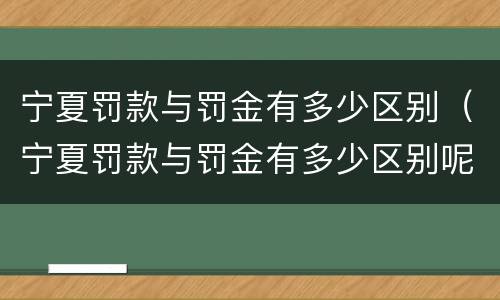 宁夏罚款与罚金有多少区别（宁夏罚款与罚金有多少区别呢）