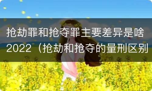 抢劫罪和抢夺罪主要差异是啥2022（抢劫和抢夺的量刑区别）