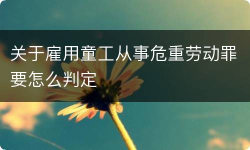 关于雇用童工从事危重劳动罪要怎么判定