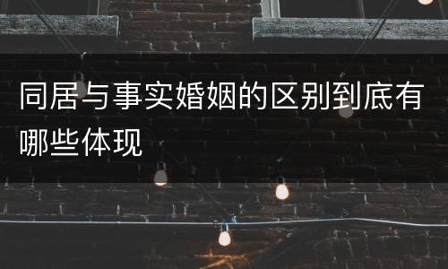 同居与事实婚姻的区别到底有哪些体现