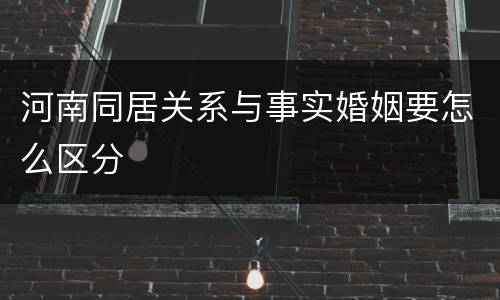 河南同居关系与事实婚姻要怎么区分