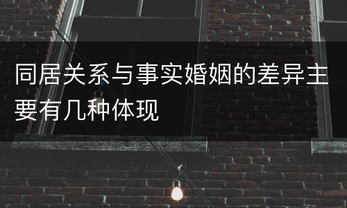 同居关系与事实婚姻的差异主要有几种体现