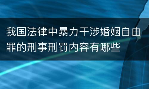 我国法律中暴力干涉婚姻自由罪的刑事刑罚内容有哪些