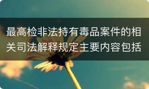 最高检非法持有毒品案件的相关司法解释规定主要内容包括什么