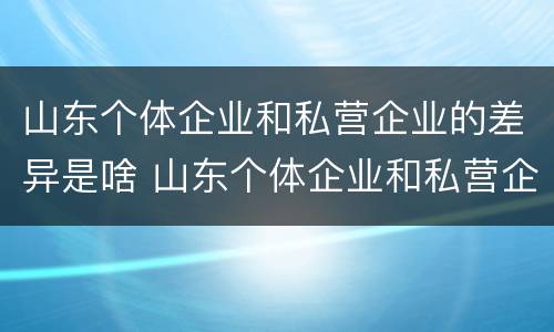 山东个体企业和私营企业的差异是啥 山东个体企业和私营企业的差异是啥呢