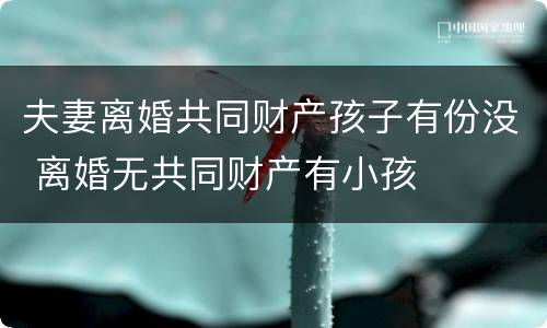 夫妻离婚共同财产孩子有份没 离婚无共同财产有小孩