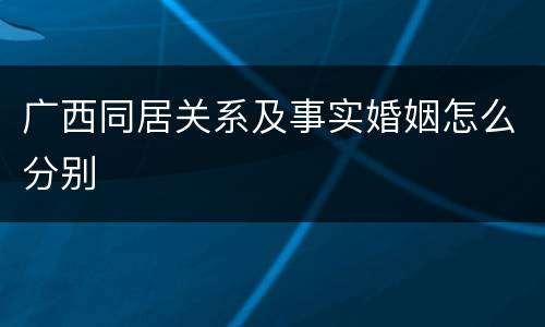 广西同居关系及事实婚姻怎么分别