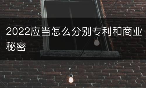 2022应当怎么分别专利和商业秘密