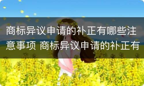 商标异议申请的补正有哪些注意事项 商标异议申请的补正有哪些注意事项呢