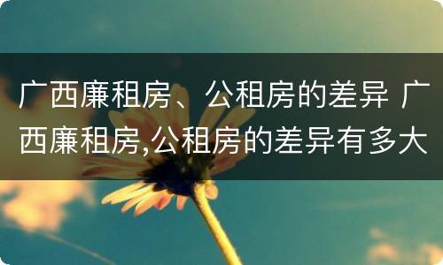 广西廉租房、公租房的差异 广西廉租房,公租房的差异有多大