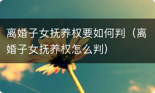 离婚子女抚养权要如何判（离婚子女抚养权怎么判）