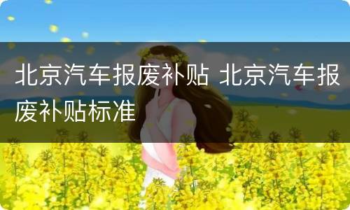 北京汽车报废补贴 北京汽车报废补贴标准