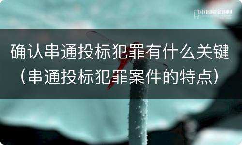 确认串通投标犯罪有什么关键（串通投标犯罪案件的特点）