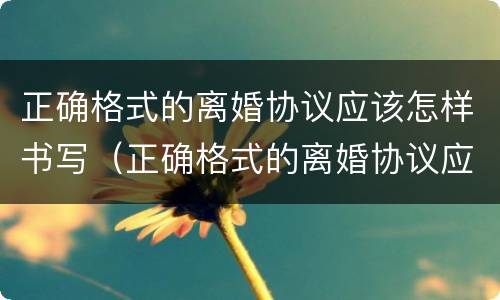 正确格式的离婚协议应该怎样书写（正确格式的离婚协议应该怎样书写才正确）