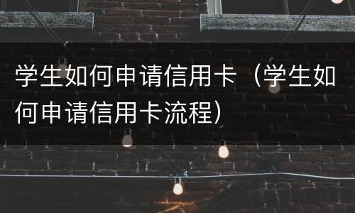 学生如何申请信用卡（学生如何申请信用卡流程）