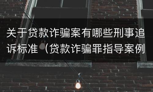 关于贷款诈骗案有哪些刑事追诉标准（贷款诈骗罪指导案例）