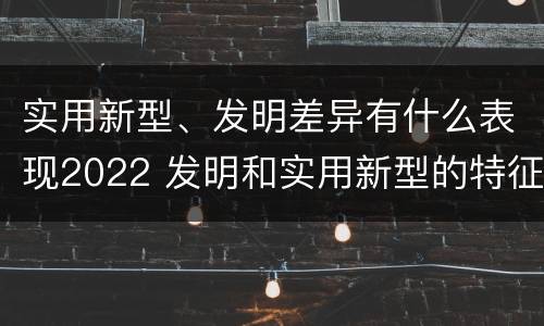 实用新型、发明差异有什么表现2022 发明和实用新型的特征