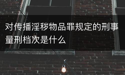 对传播淫秽物品罪规定的刑事量刑档次是什么